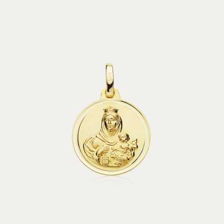 Medalla de Oro 18k con Cristo y Virgen Sacrecoeur