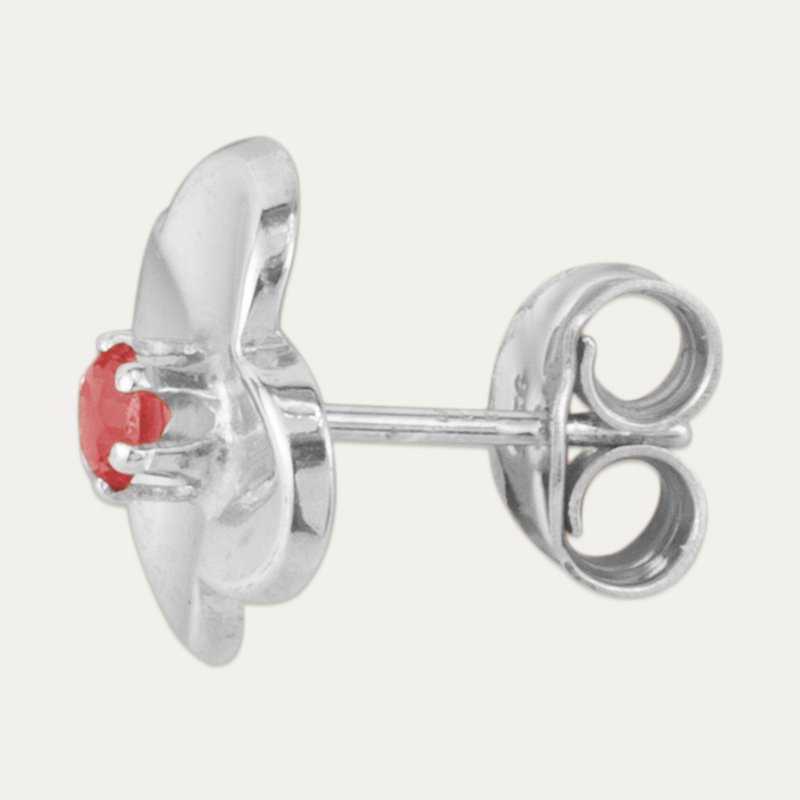 Pendientes Plata Circonita Rojo Trébol Rotklee | Joyerías ARESSO