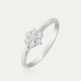 Anillo Oro Blanco Flor Diamantes Güendolin | Joyerías ARESSO