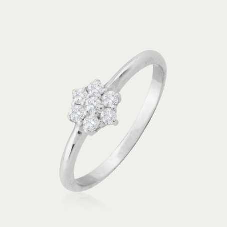 Anillo Oro Blanco Flor Diamantes Güendolin | Joyerías ARESSO