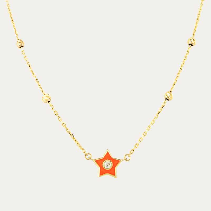 Gargantilla Oro 9k Estrella Circonita Nazar