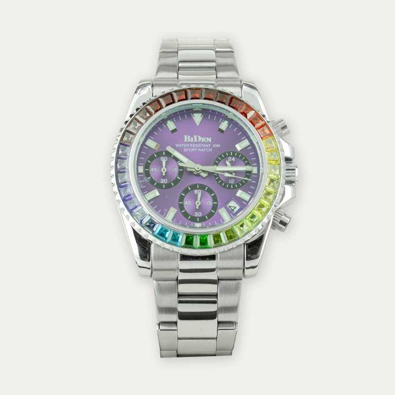 Reloj BiDen Acero Morado Más Pulsera