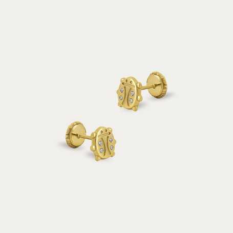 Pendientes Oro Con Circonitas Ladybug