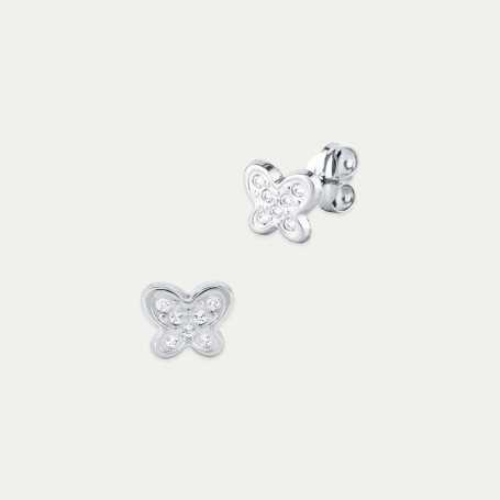 Pendientes Oro Blanco Mariposa Circonitas Izbat | Joyerías ARESSO
