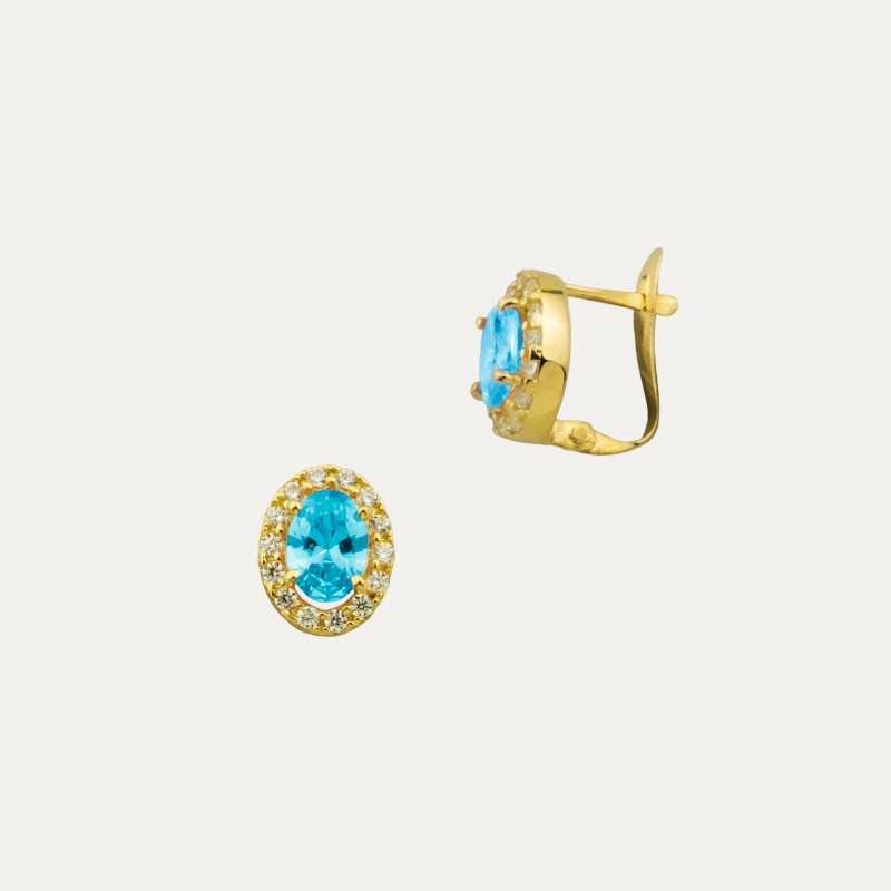 Pendientes Oro 9k Piedra Color Aguamarina Siena
