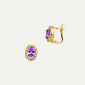 Pendientes Oro Piedra Color Amatista Siena | Joyerías ARESSO