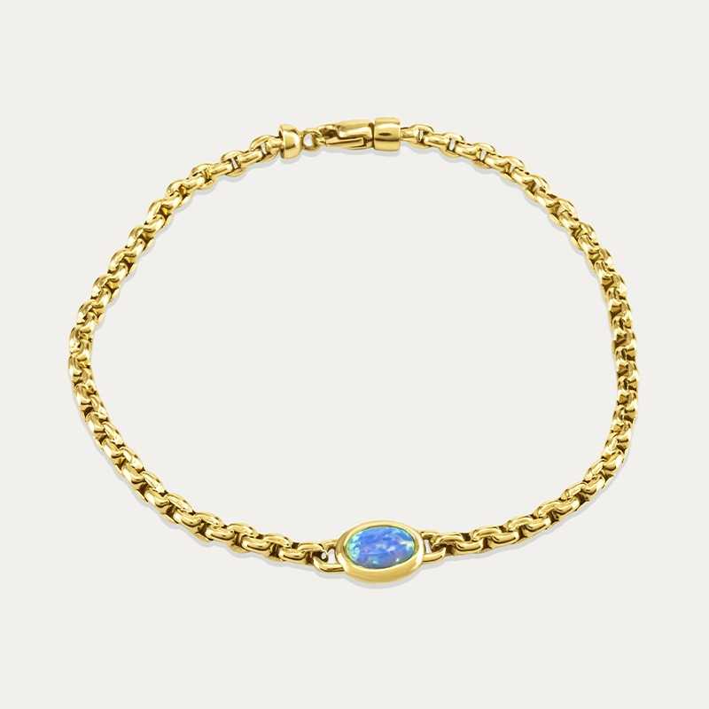 Pulsera Oro 9k Piedra Color Ópalo Perú