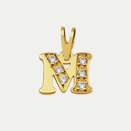 Colgante Inicial Personalizada Oro 9k Con Circonitas | Joyería ARESSO