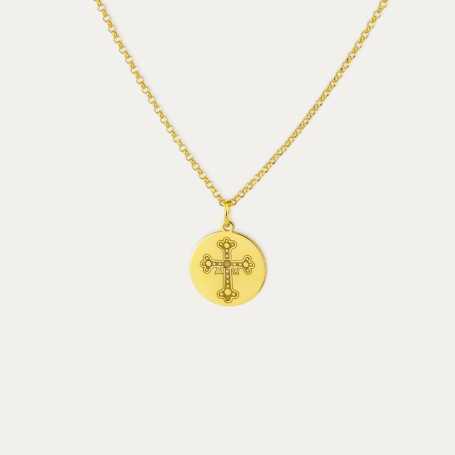 Medalla Plata Dorada Cruz Alfa Omega