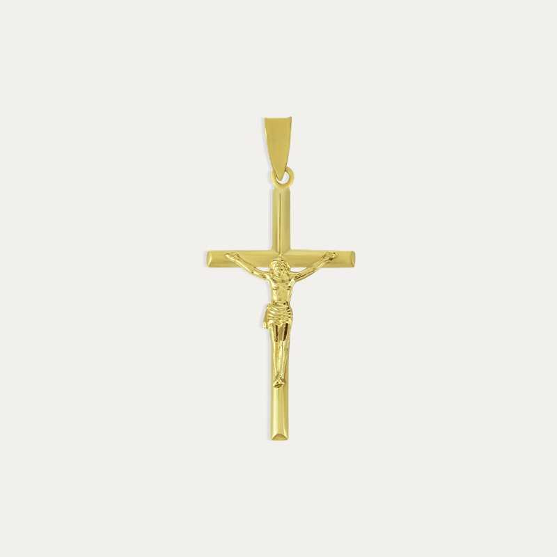 Cruz Oro 18K Rayada Cristo Shine