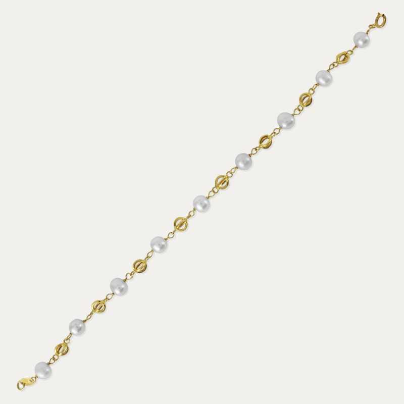 Pulsera Oro 18k Perlas Motivo