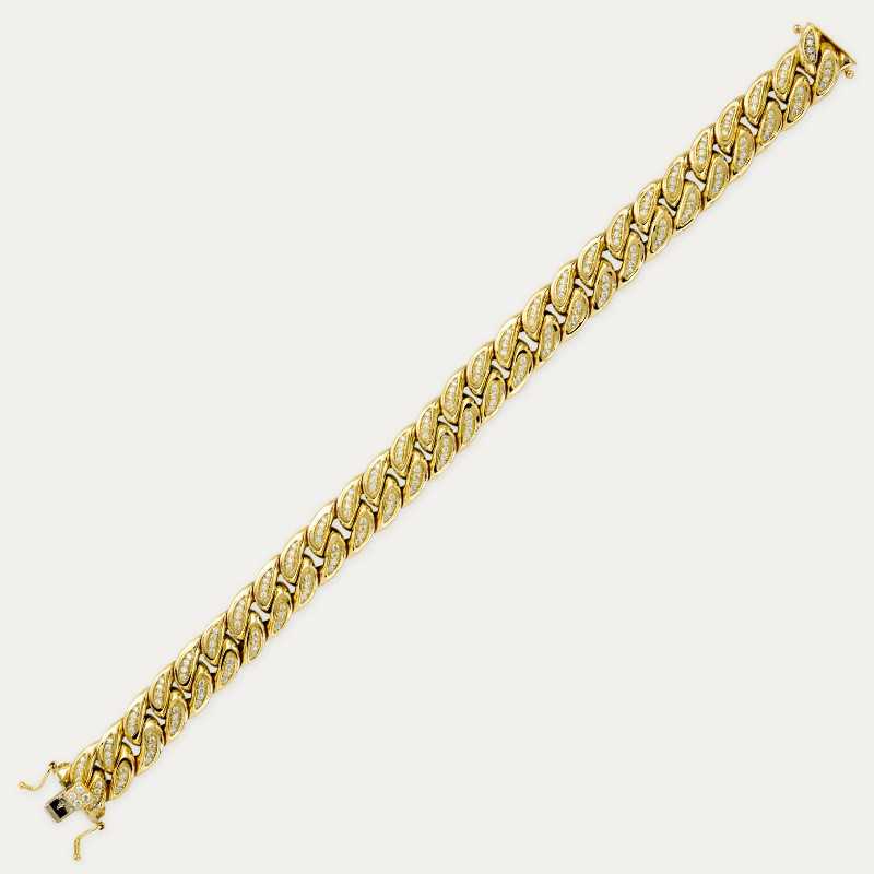 Pulsera Oro 18k Eslabón Cubana Circonitas Holguín