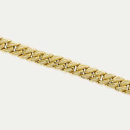 Pulsera de Oro con Eslabón Cubana y Circonitas Holguín