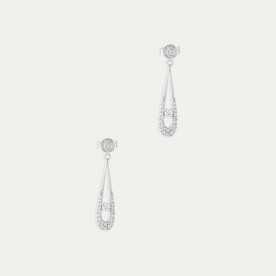 Pendientes Oro Blanco 18k Piedras Tear
