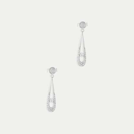 Pendientes Oro Blanco 18k Piedras Tear