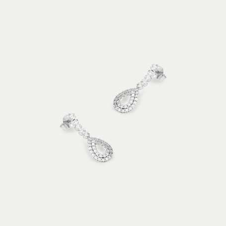 Pendiente Colgante Oro Blanco 18k Novia Zirconia Gout