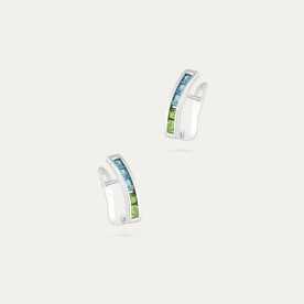 Pendiente Oro Blanco 18k Piedras BluGre