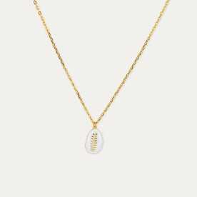 Collar de Plata Dorada Cauri Blanco