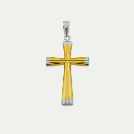 Colgante Cruz Oro Bicolor 9k