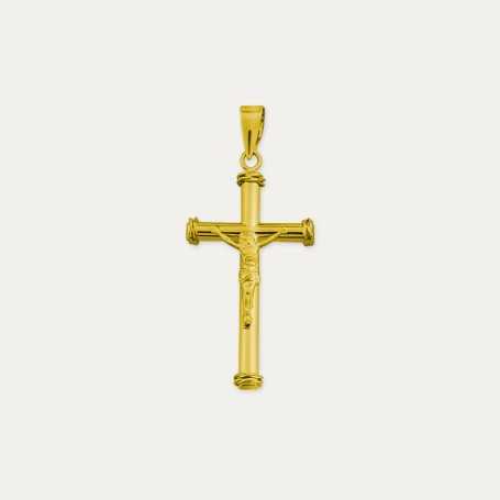 Colgante Oro 9k Cruz Tubular Cristo