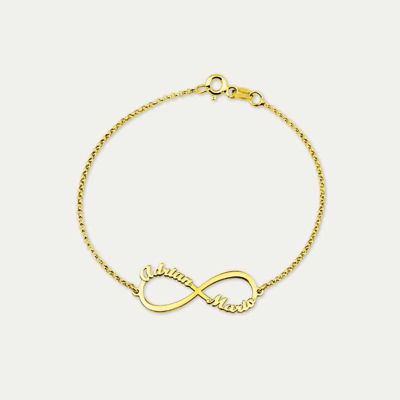 Pulsera Plata Dorada Infinito Nombres Personalizados