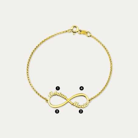 Pulsera Plata Dorada Infinito Nombres Personalizados | Joyerías ARESSO