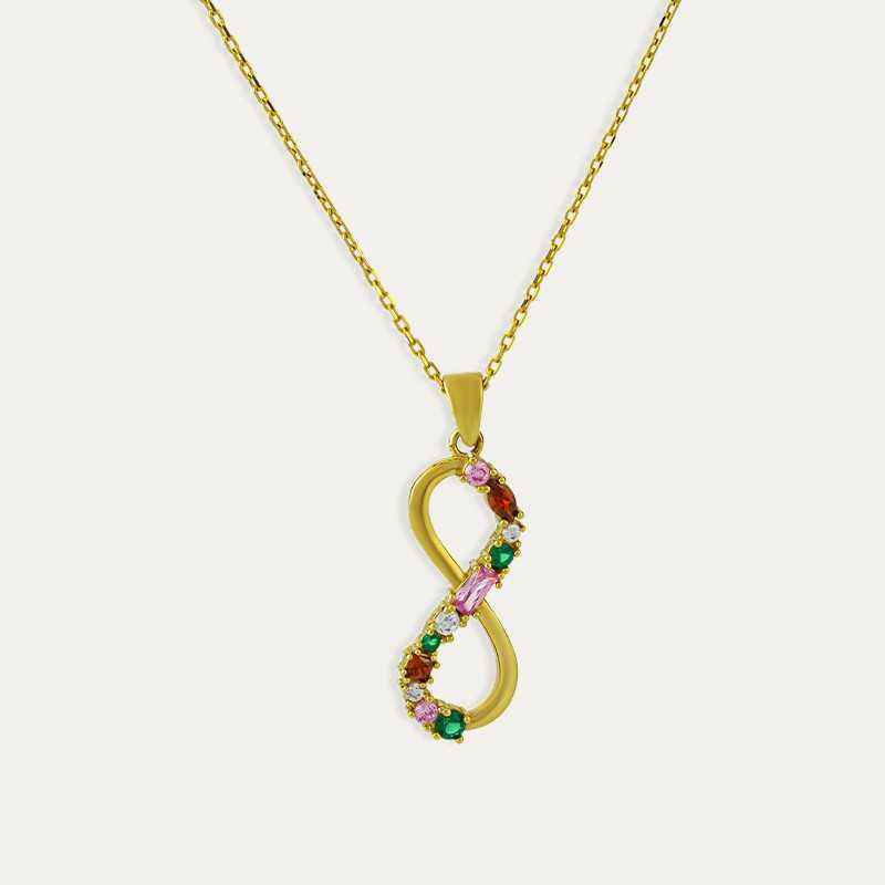 Collar Oro 9k Colgante Infinito Piedras Color L'Aurora