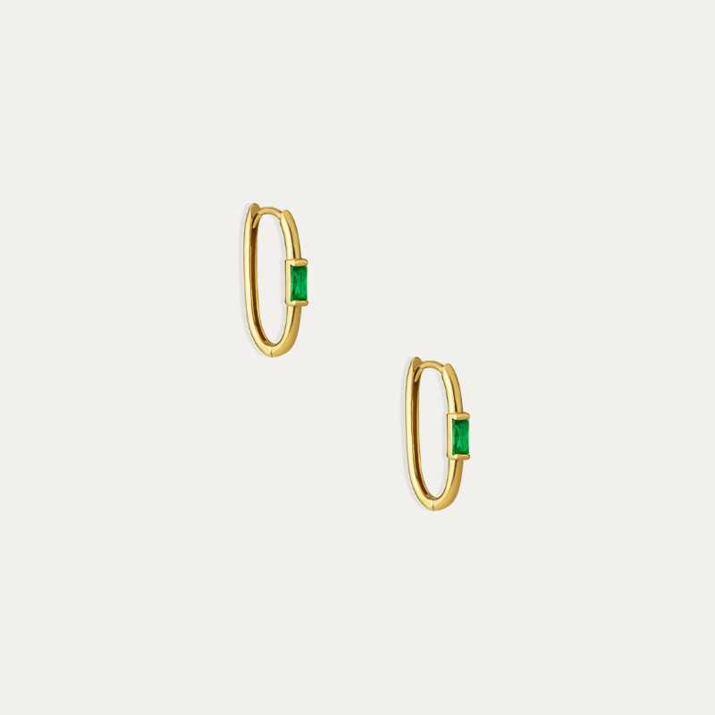 Pendientes De Oro 18k Con Piedra Color Esmeralda PM-21285-ES