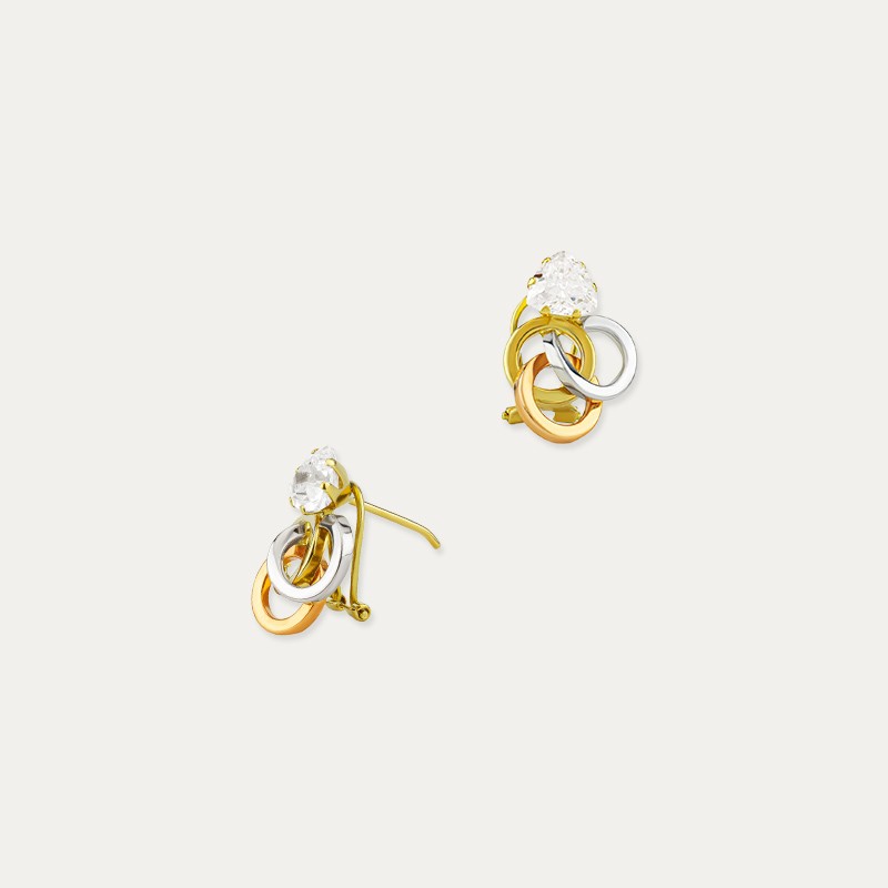 Pendientes Oro Circonitas Omega Tricolor Hailar