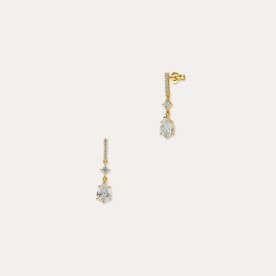 Pendientes Largos Oro Circonitas Moon