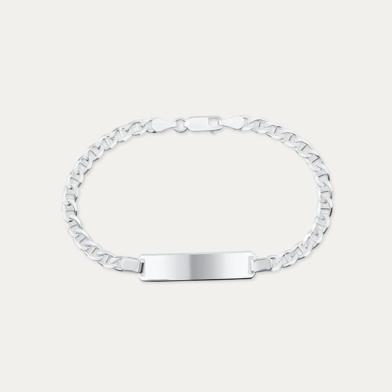 Pulsera Eslabón Ancla Chapa Plata Silverado