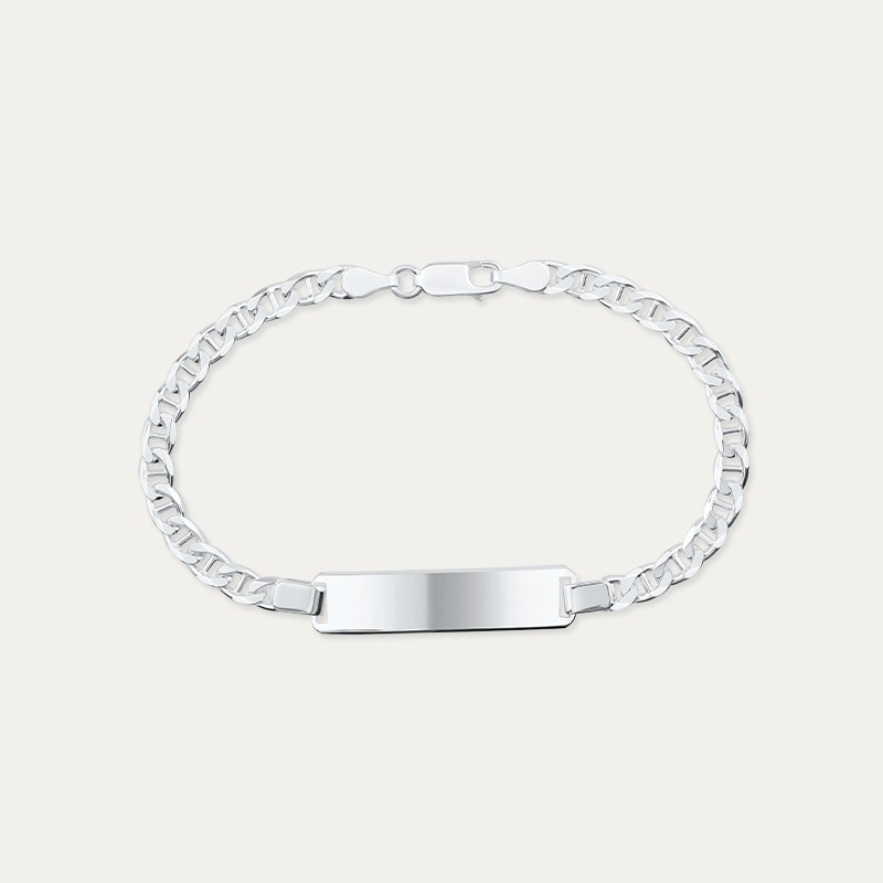 Pulsera Eslabón Ancla Chapa Plata Silverado