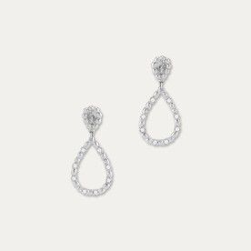 Pendiente Colgante Oro Blanco 18k Novia Zirconia Tears