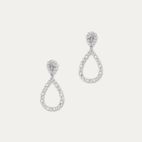 Pendiente Colgante Oro Blanco 18k Novia Zirconia Tears