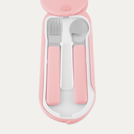 Set Cubiertos Infantil Plata Rosa Elefante Zoom