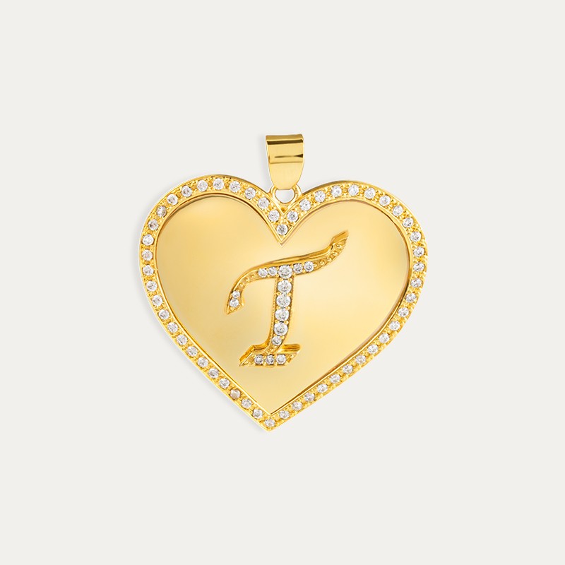 Colgante Oro 18k Inicial Personalizada Heart