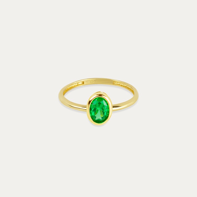 Anillo Oro Piedra Color Esmeralda Oval Olive