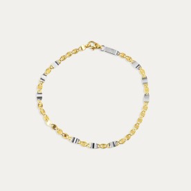 Pulsera en Oro de 18k Bicolor con Eslabón Combinado Mirror