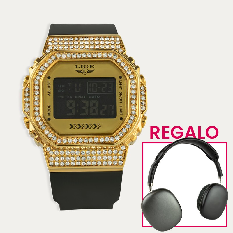 Reloj Dorado Circonitas Regalo Cascos