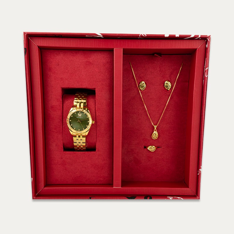 Pack Reloj Dorado Mas Joyas