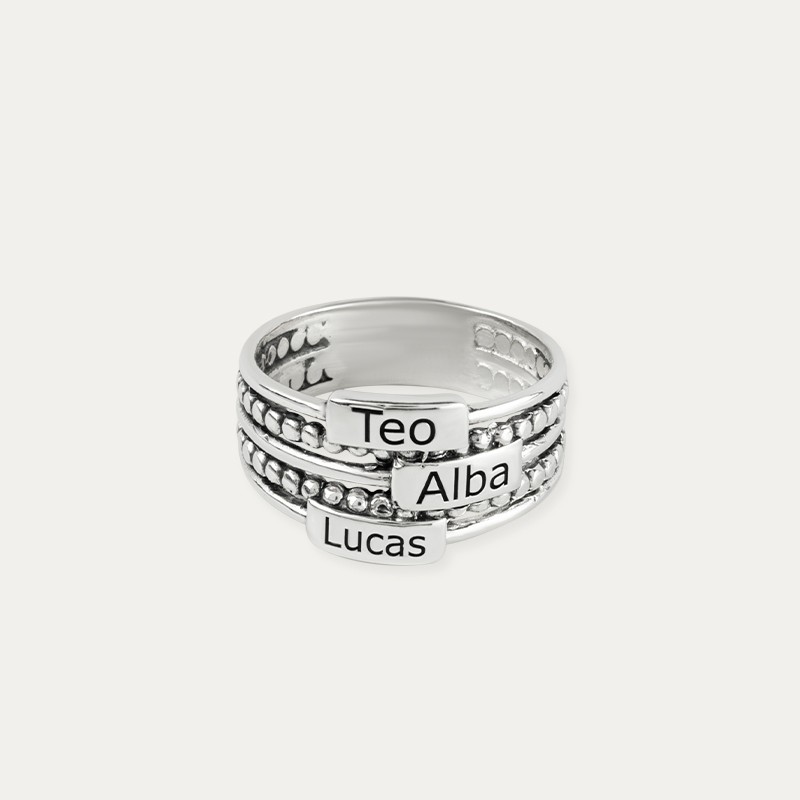 Anillo Plata Personalizado Tres Nombres Gubbio