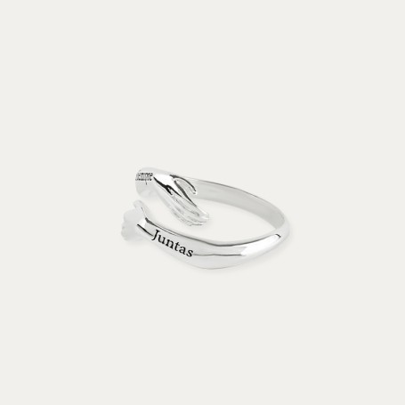 Anillo Plata Personalizado Dos Nombres Manos Hug Perfil