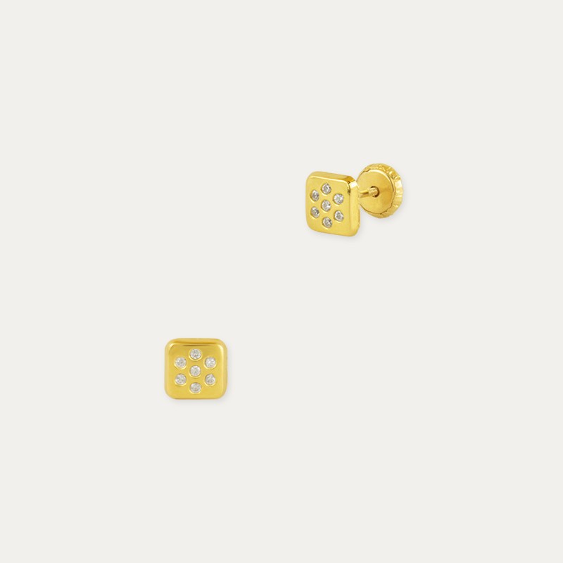 Pendientes Oro Cuadrados Circonitas Xánthi
