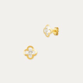 Pendientes Oro 18k Flor Circonita Cavtat