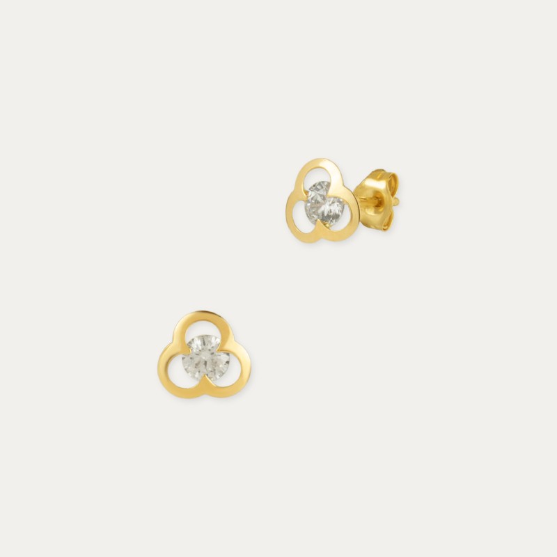 Pendientes Oro 18k Flor Circonita Opatija