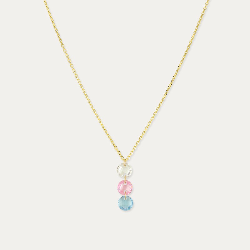 Collar Oro 9k Tres Piedras Color Minerve