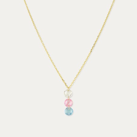 Collar en Oro de 9k con Tres Piedras Color Minerve