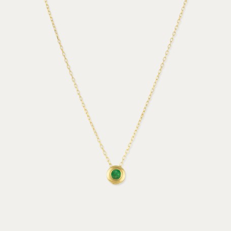 Colgante Oro Piedra Color Esmeralda Chatón Menfi