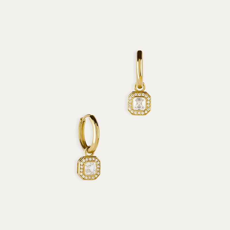 Pendientes Aro Oro Circonitas Square Adelia