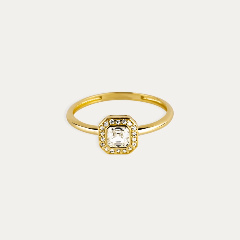 Anillo Oro Circonita Square Adelia